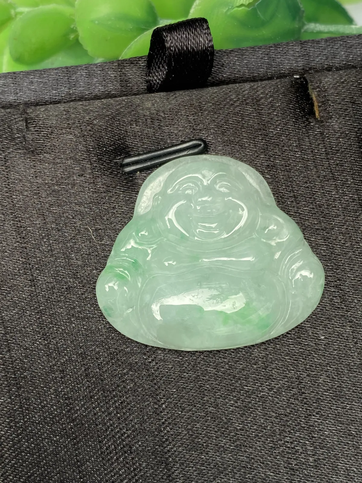 推荐【飘绿佛公】水润，淡绿底飘阳绿，肚里藏金，27*32*6