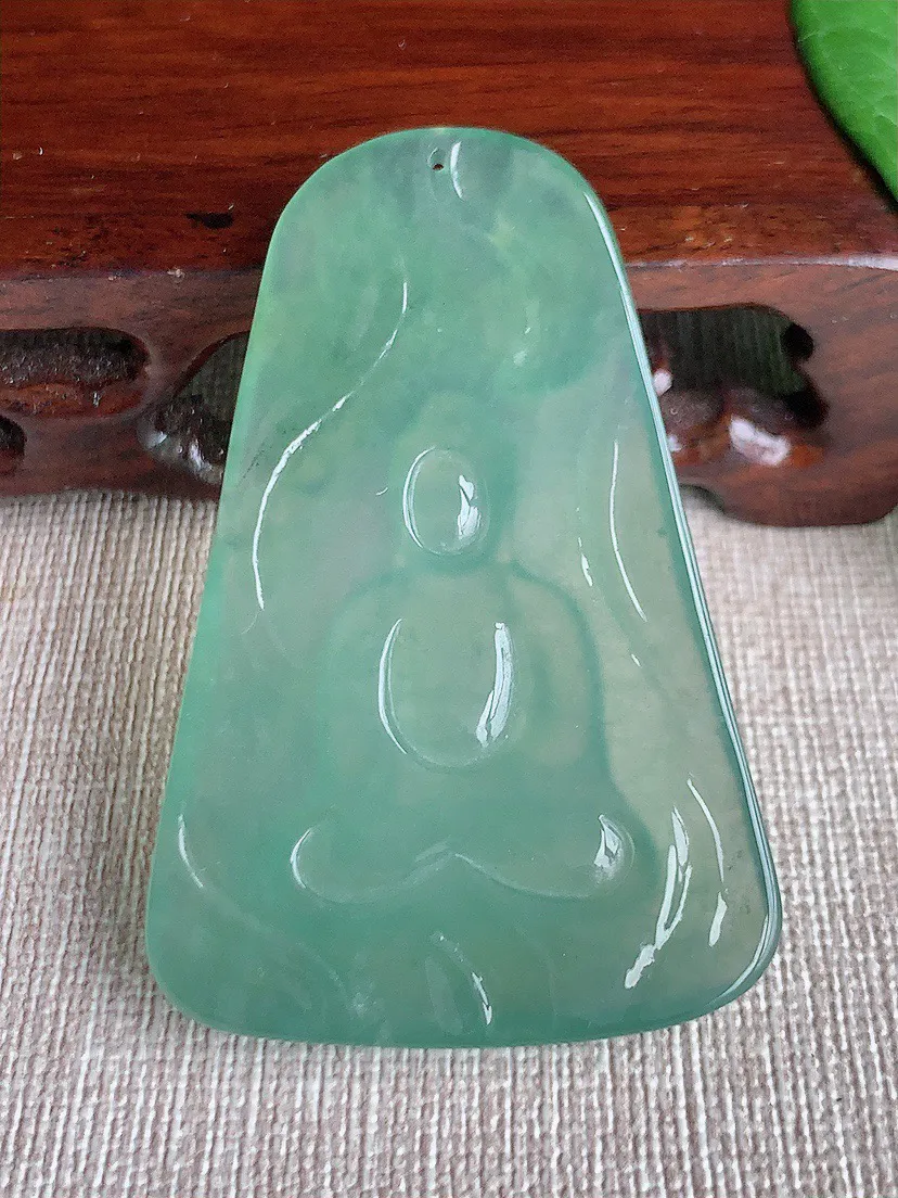 缅甸a货翡翠ddj老坑冰种晴水大日如来吊坠 整体55.6×36.8×5.8mm 23.78