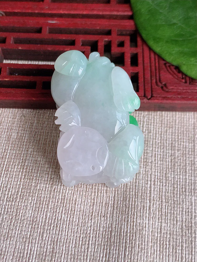 缅甸a货翡翠ddj老坑冰润飘绿招财貔貅吊坠 整体37.3×23.3×15.5mm 30.72
