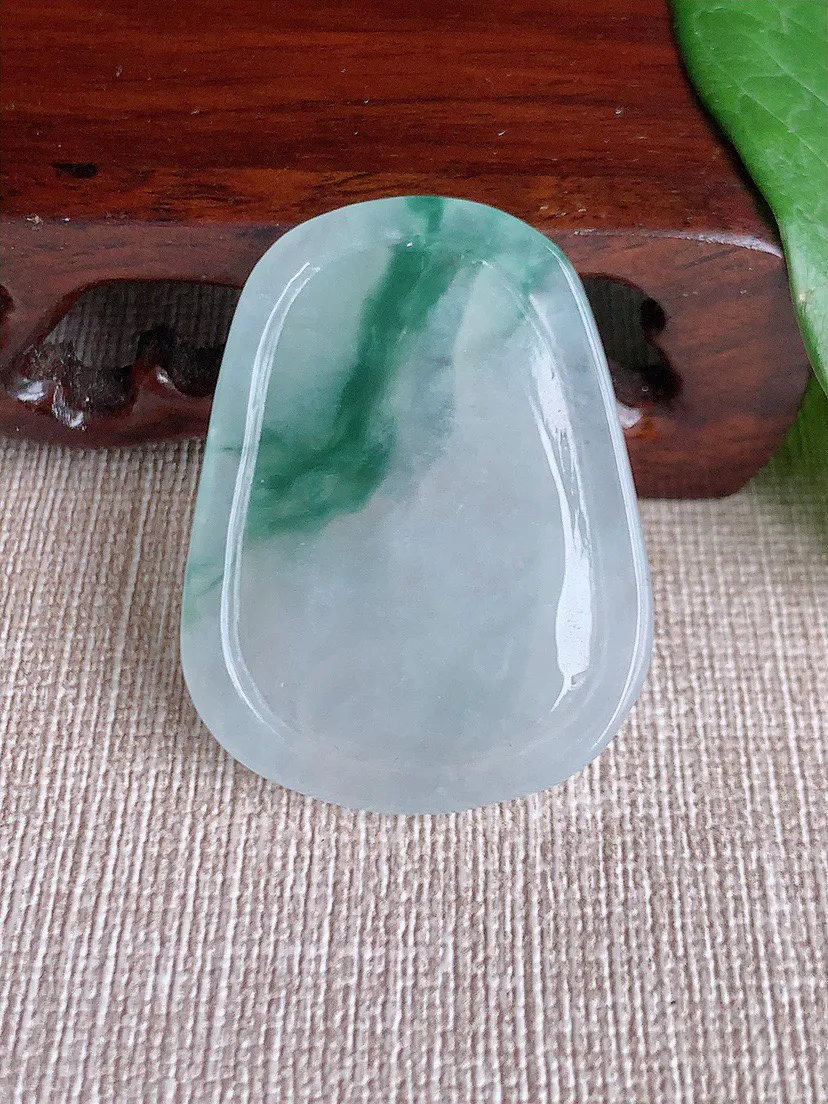缅甸a货翡翠ddj老坑冰种飘花普贤菩萨吊坠 整体39.2×30×4.8mm 10.25