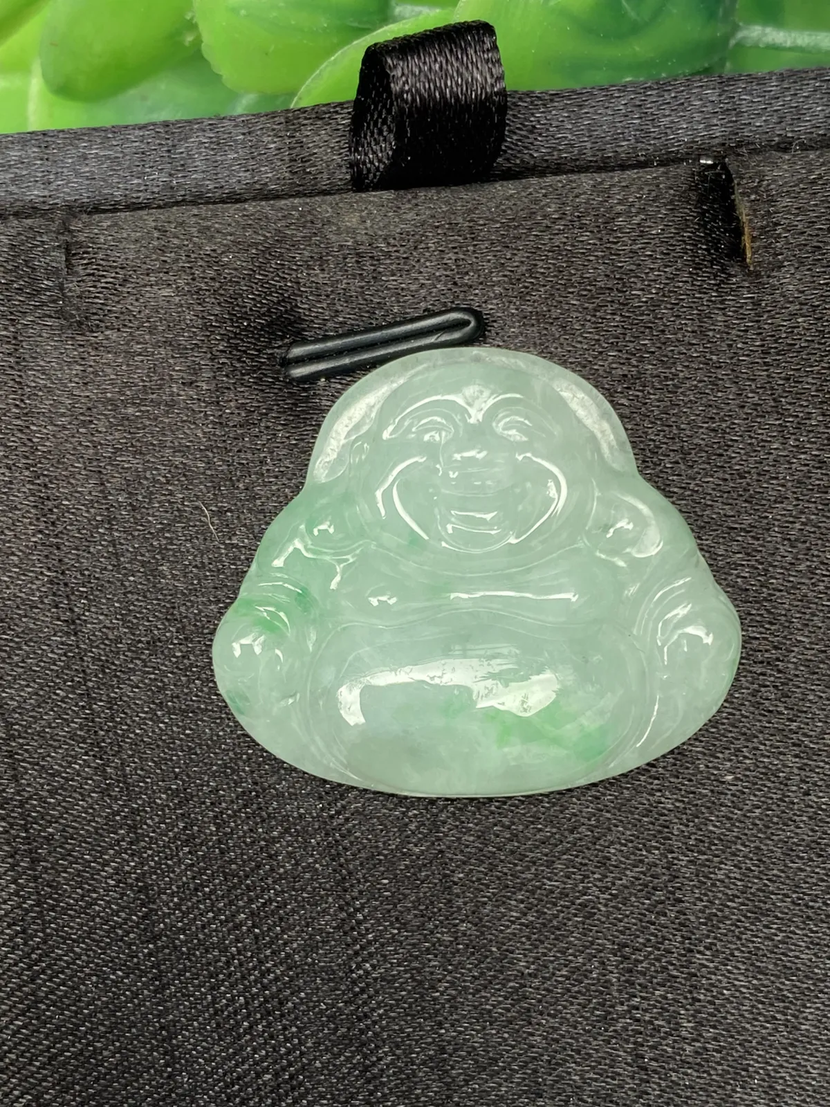 推荐【飘绿佛公】水润，淡绿底飘阳绿，肚里藏金，27*32*6