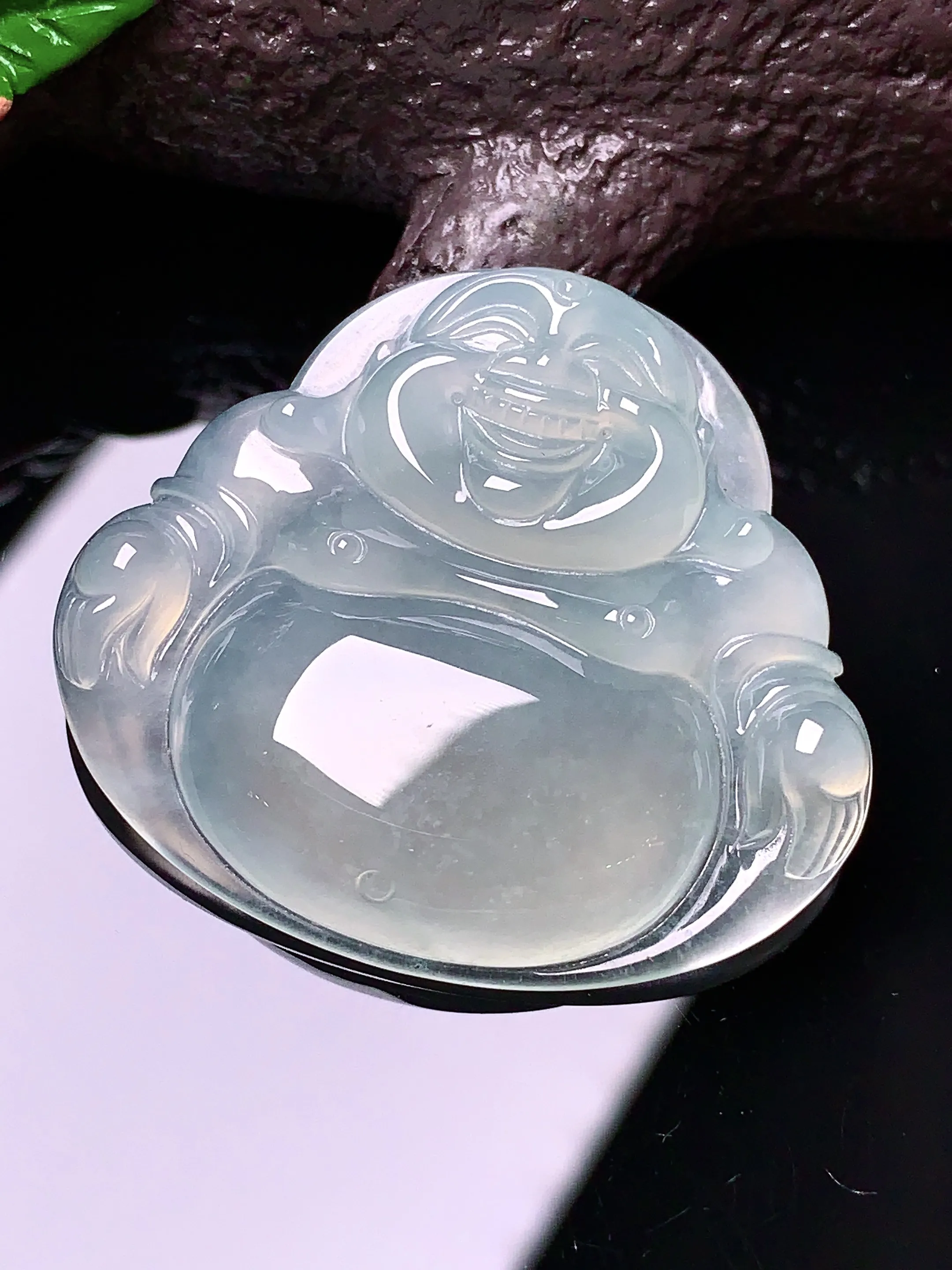 冰种佛公吊坠 玉质细腻 色泽艳丽 整体尺寸31.5*35.2*6.2