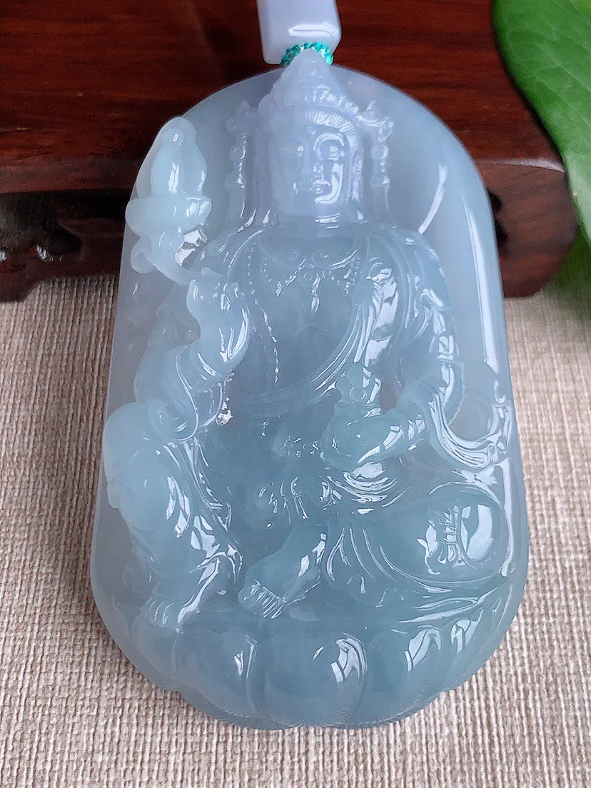 缅甸a货翡翠ddj老坑冰种紫罗兰大件厚装大势至菩萨吊坠  整体77×47.7×12.4mm 99.8
