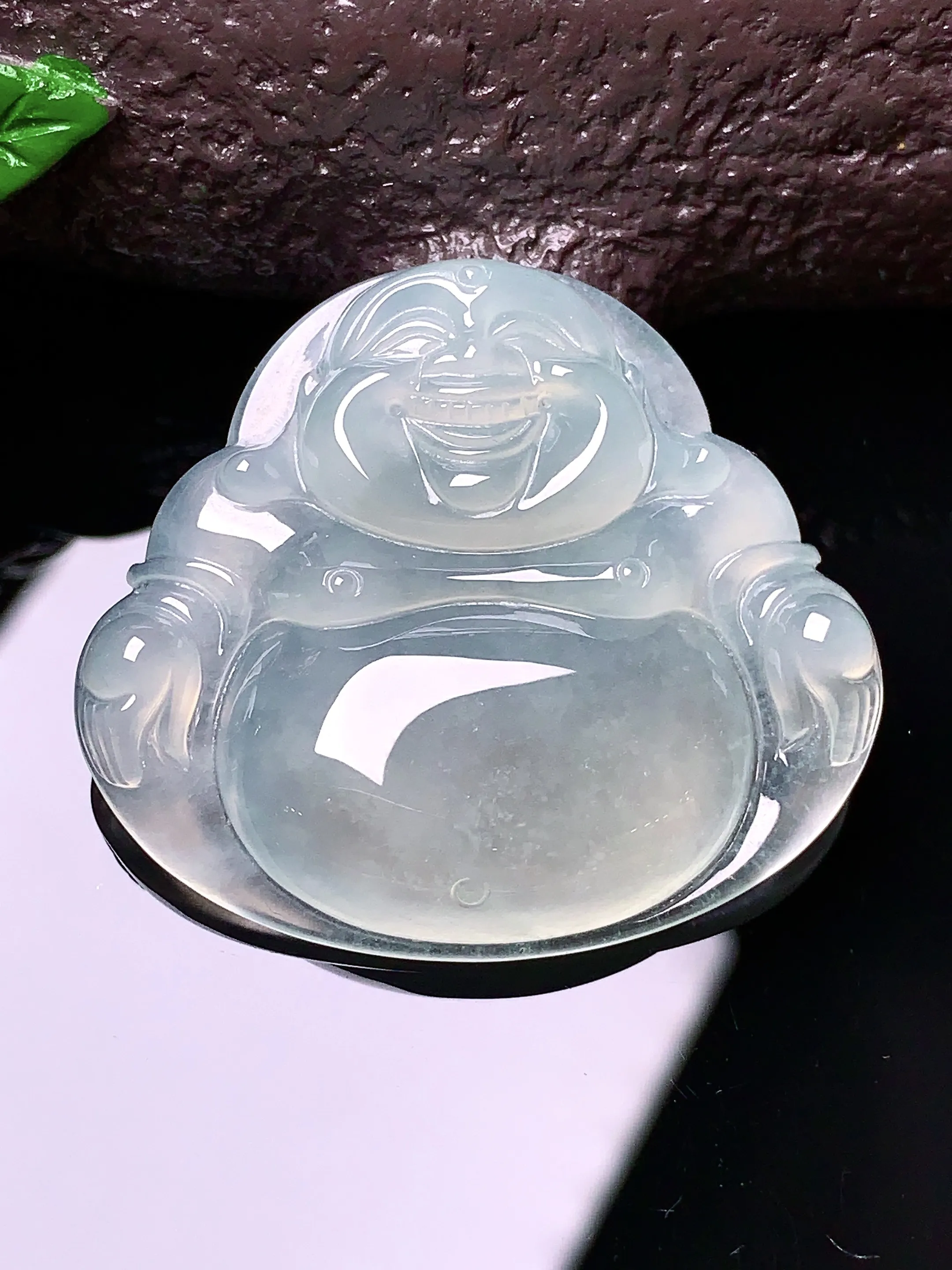 冰种佛公吊坠 玉质细腻 色泽艳丽 整体尺寸31.5*35.2*6.2