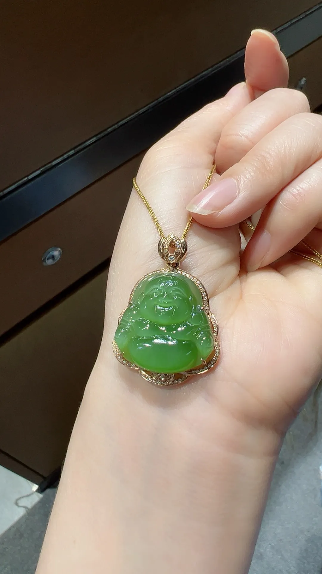 精品级｜18K碧玉冰粉绿｜弥勒佛