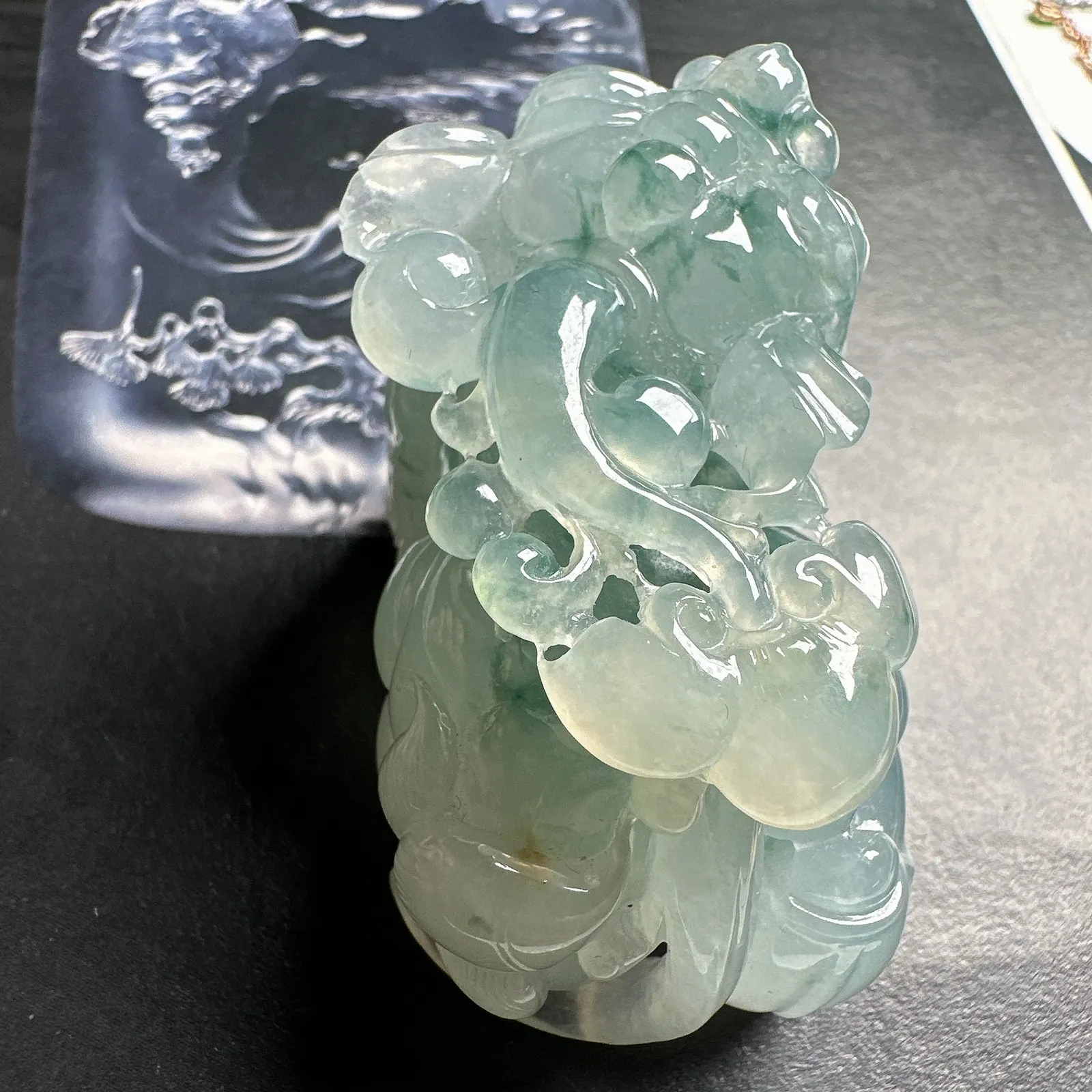 【大貔貅】冰飘蓝花大貔貅，种地不错，小摆件手玩件茶宠，精美工艺，雕刻很精细生动，美感十足。