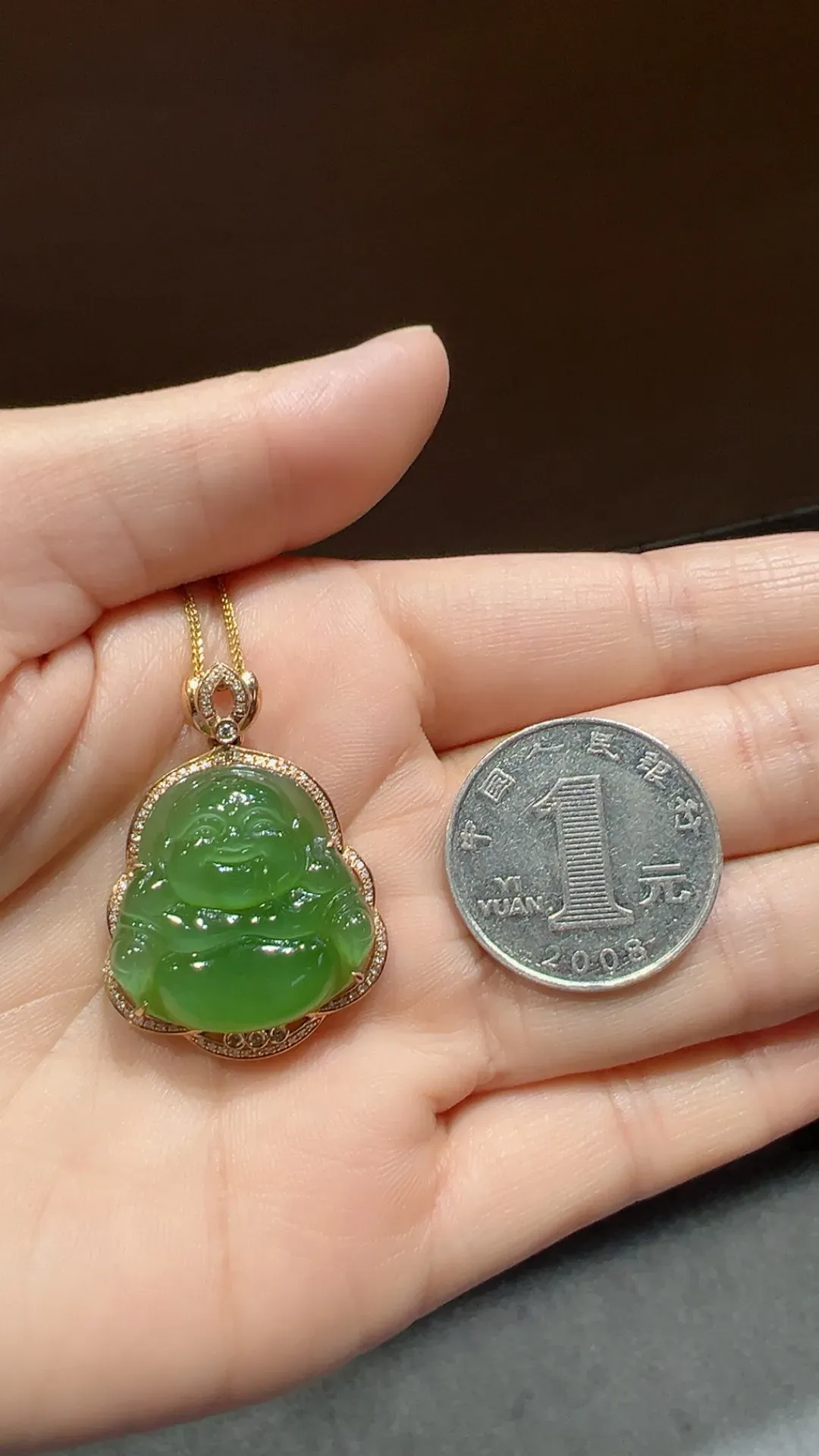 精品级｜18K碧玉冰粉绿｜弥勒佛