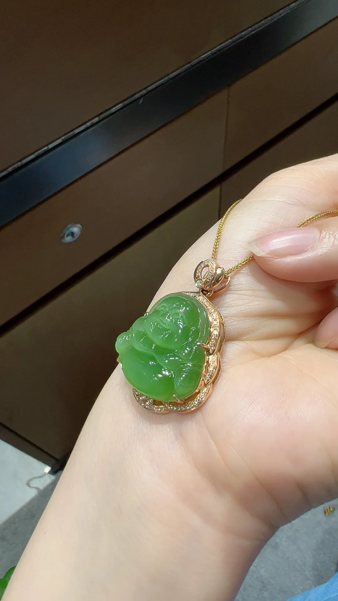精品级｜18K碧玉冰粉绿｜弥勒佛