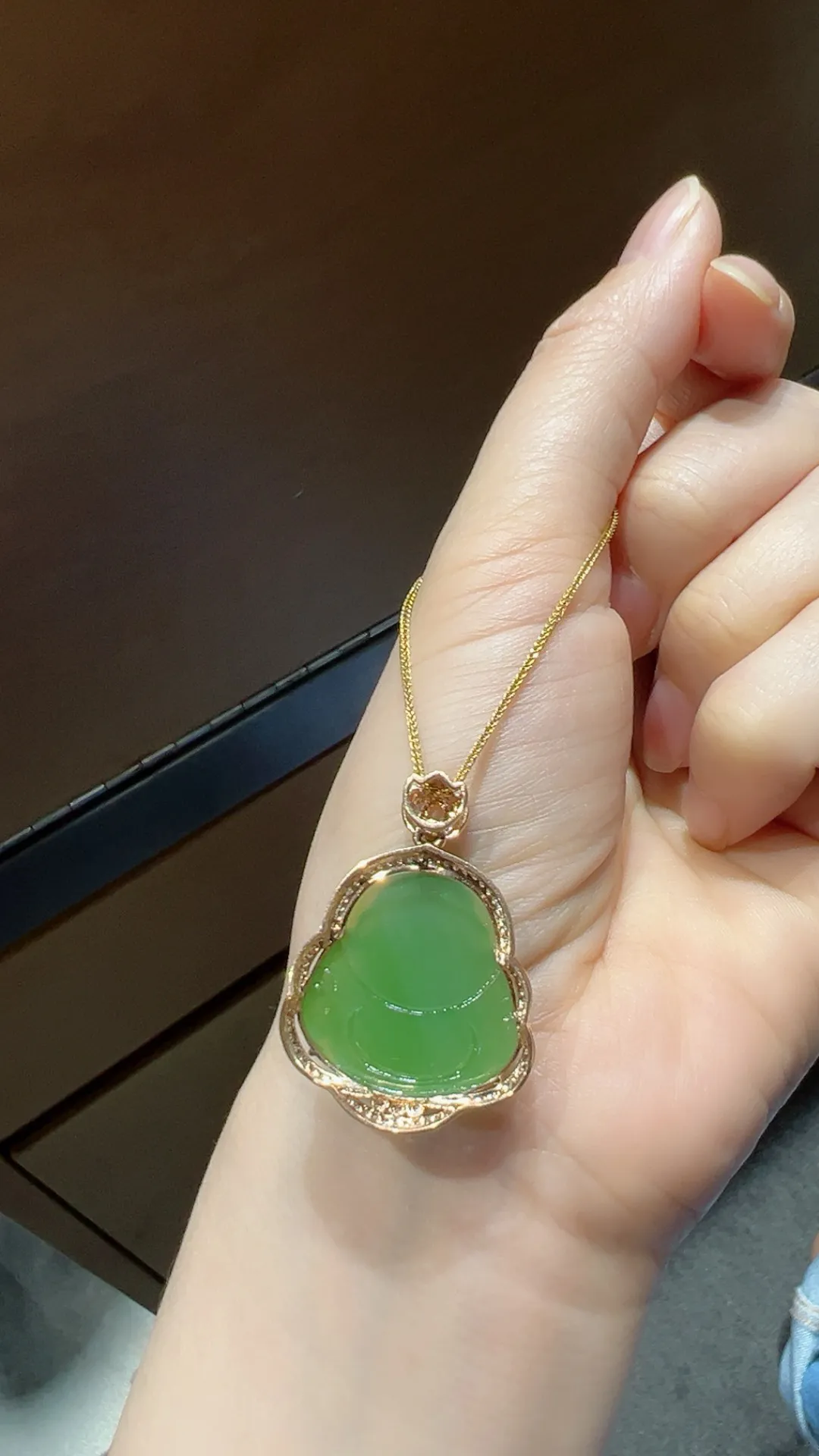 精品级｜18K碧玉冰粉绿｜弥勒佛
