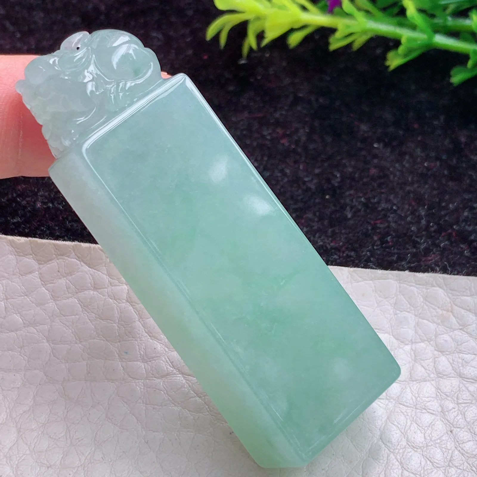 lz实拍59*18.8*12.5缅甸翡翠冰胶晴美招财貔貔 皮休印章玉吊坠 玉挂件