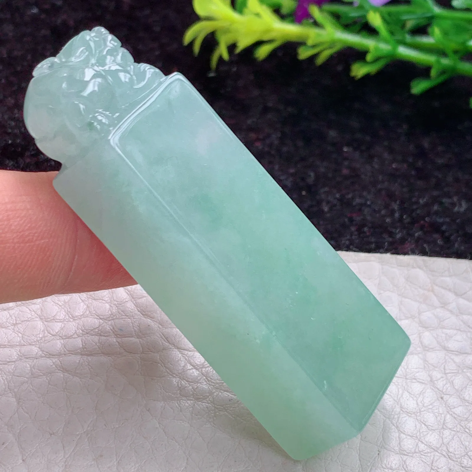 lz实拍59*18.8*12.5缅甸翡翠冰胶晴美招财貔貔 皮休印章玉吊坠 玉挂件