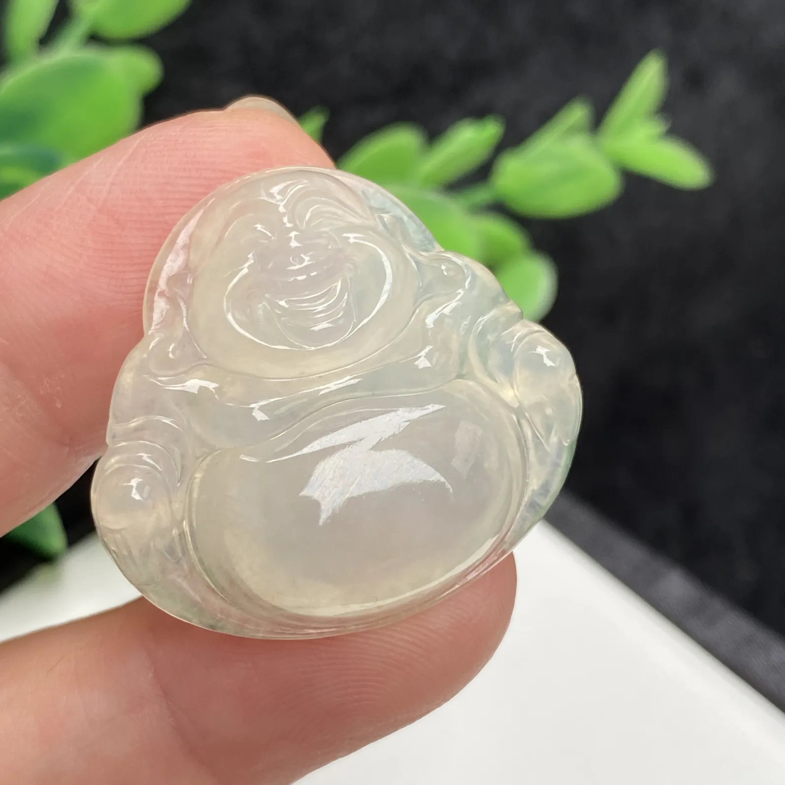 推荐【冰黄佛】无纹裂，水润冰透，天然冰黄翡，大肚能容，笑容可掬，饱满，品相佳～～27.6*29.6*6.3