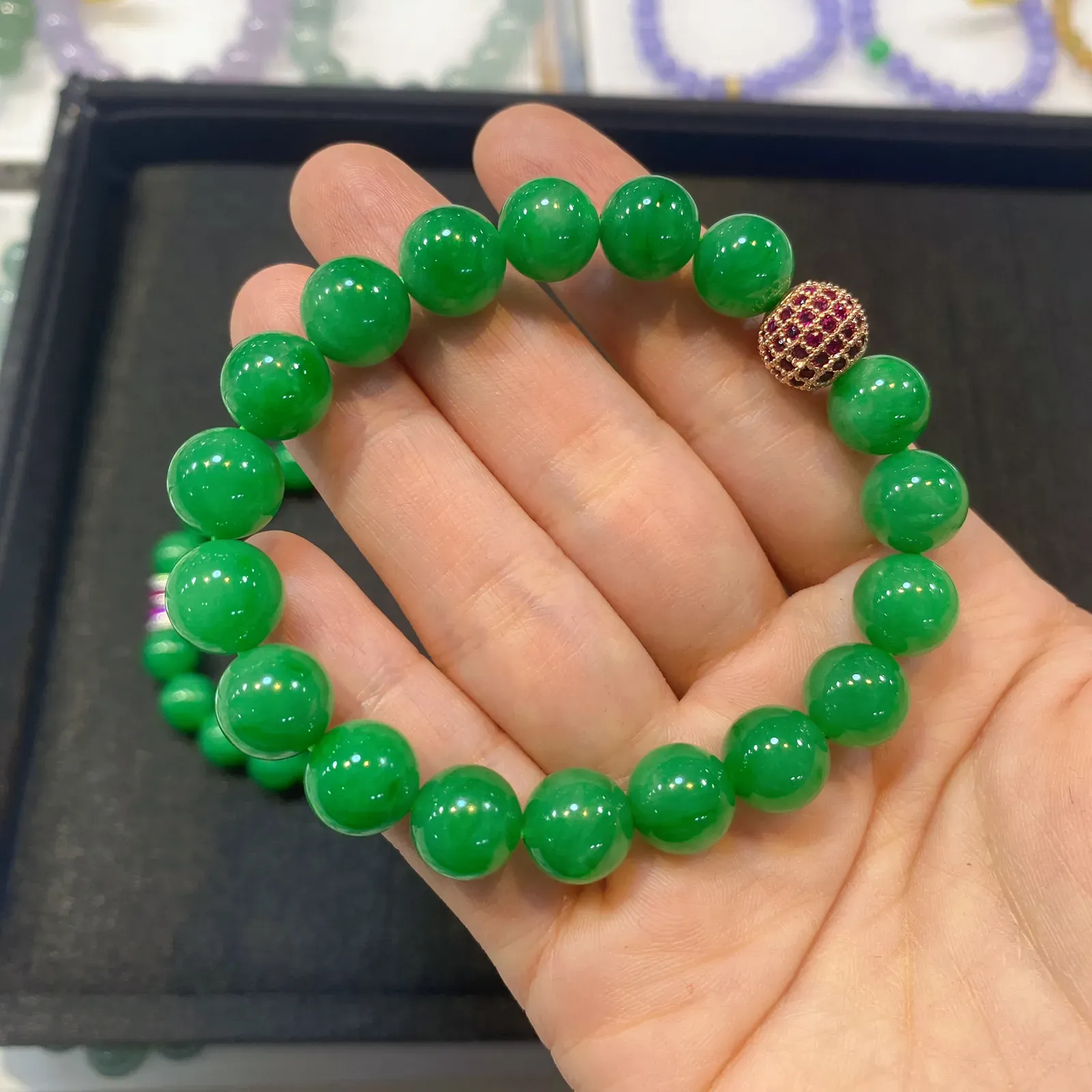 满色手串 直径10 色辣艳丽大气