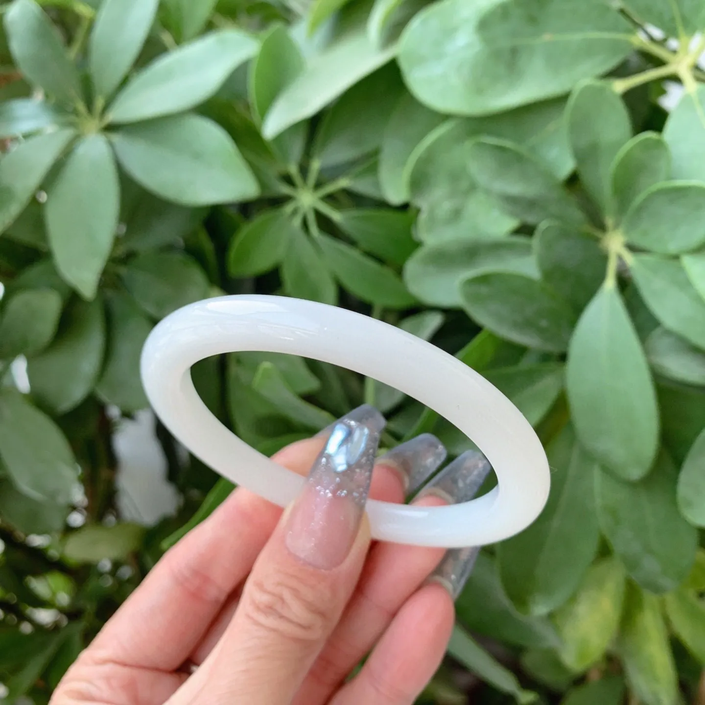 和田玉57.5圈羊脂白手镯！玉质细腻油润 底色纯净