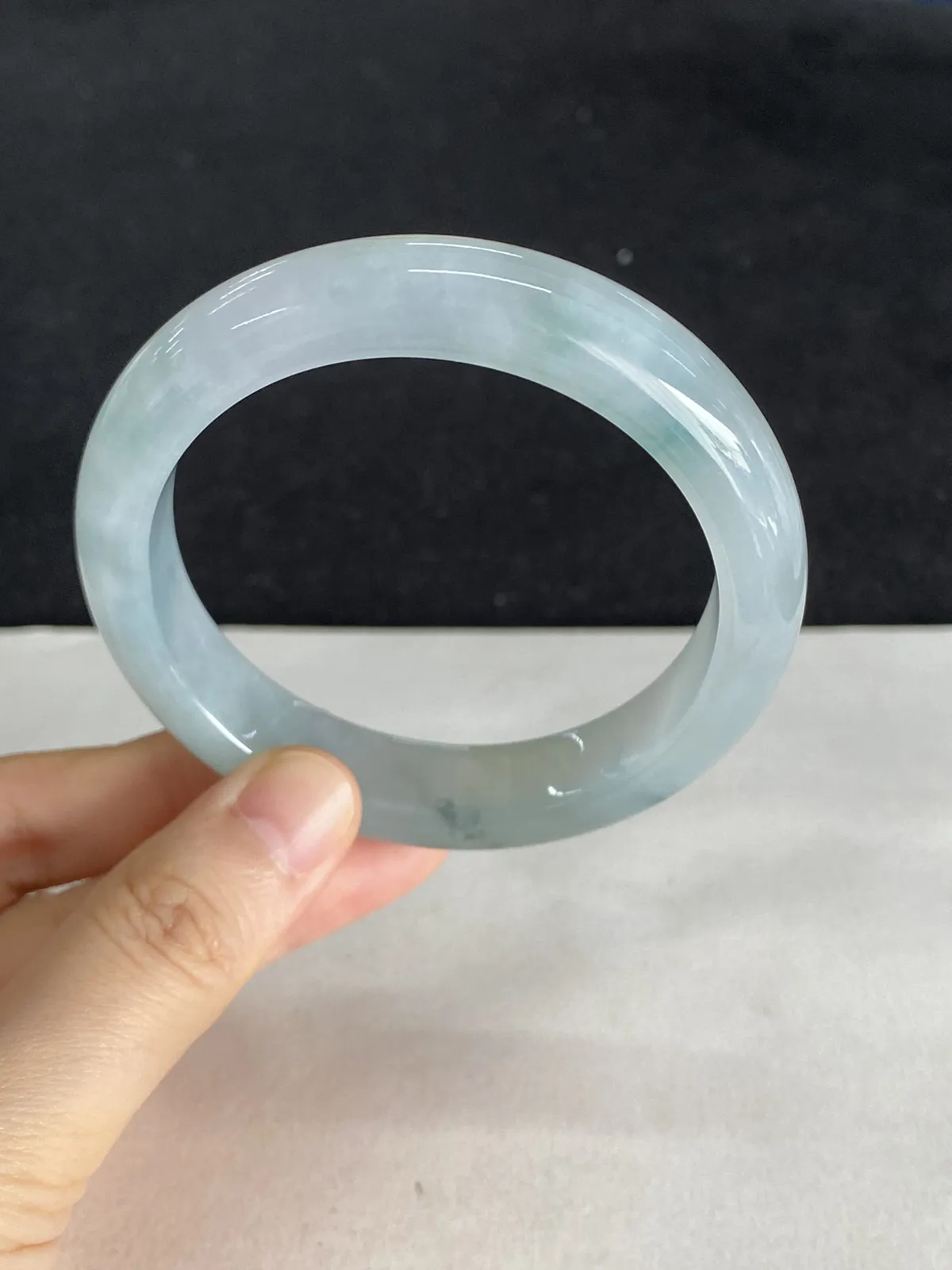 正圈56圈口，翡翠冰糯种白色手镯