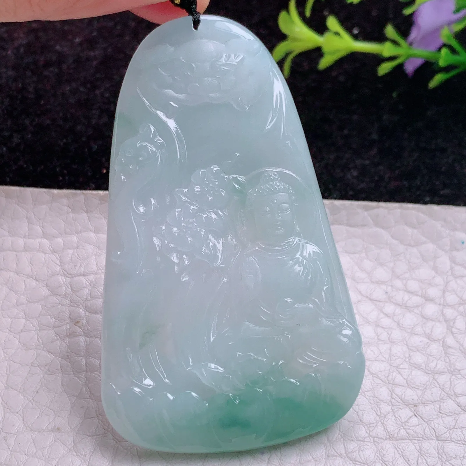 kh实拍65*39*5.2天然翡翠阿弥托佛吊坠 山水佛祖 大日如来玉吊坠 玉挂件