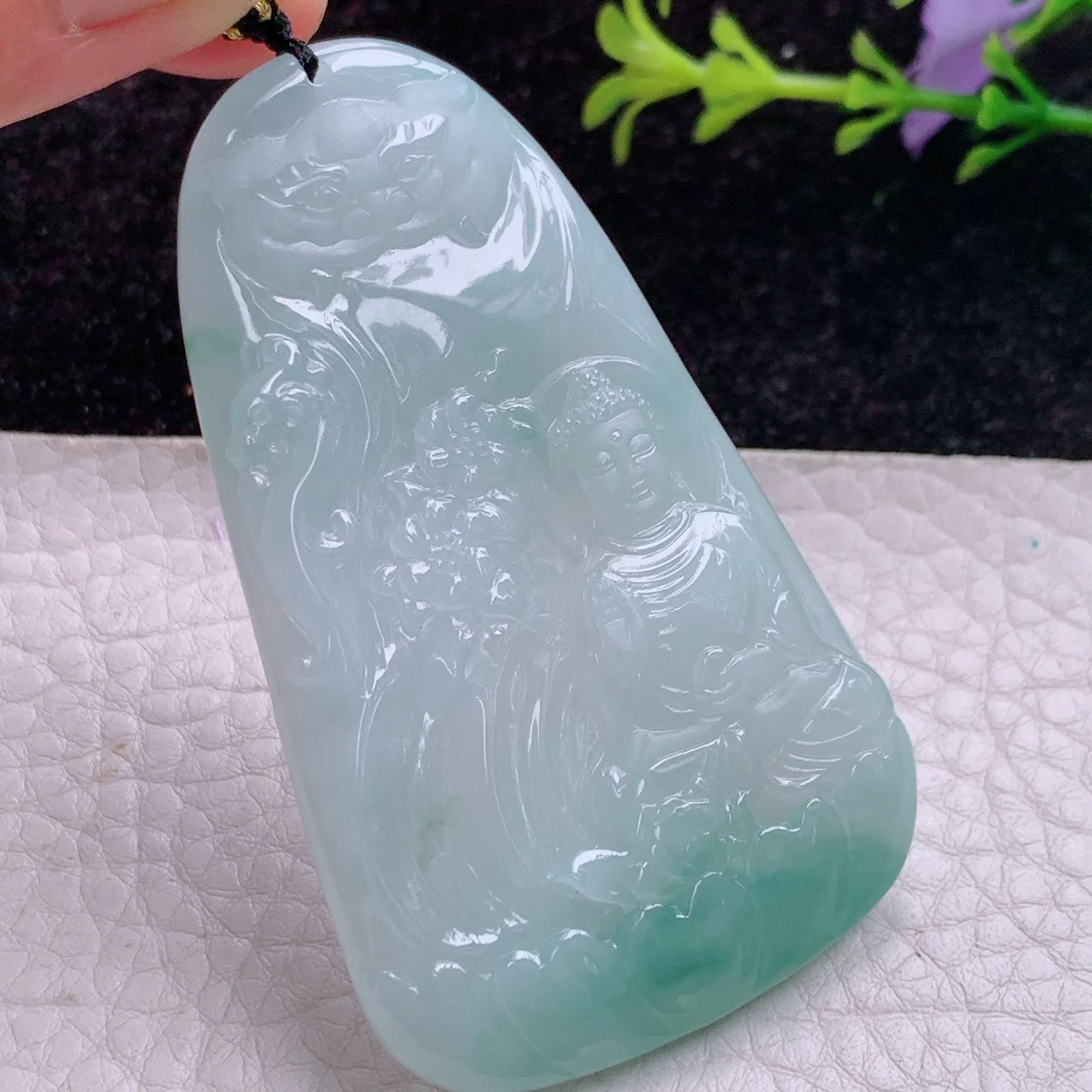 kh实拍65*39*5.2天然翡翠阿弥托佛吊坠 山水佛祖 大日如来玉吊坠 玉挂件