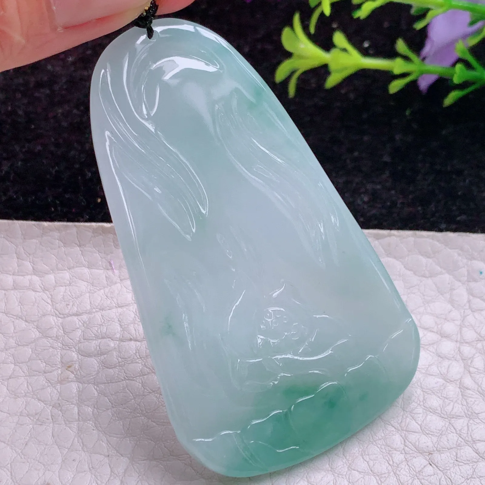 kh实拍65*39*5.2天然翡翠阿弥托佛吊坠 山水佛祖 大日如来玉吊坠 玉挂件