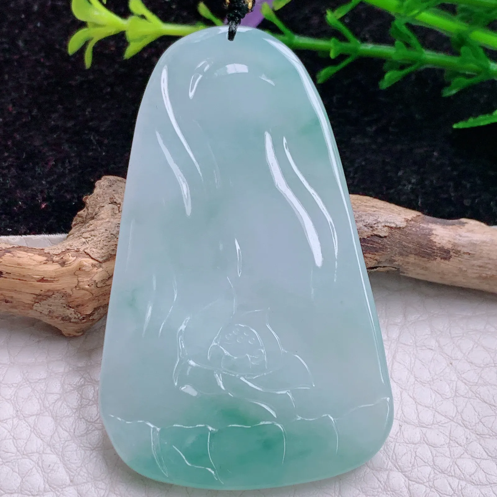 kh实拍65*39*5.2天然翡翠阿弥托佛吊坠 山水佛祖 大日如来玉吊坠 玉挂件