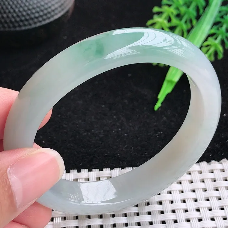 自然光54.5圈口老坑冰胶水灵飘花贵妃手镯翡翠玉镯尺寸54.5/49.5/12.6/8