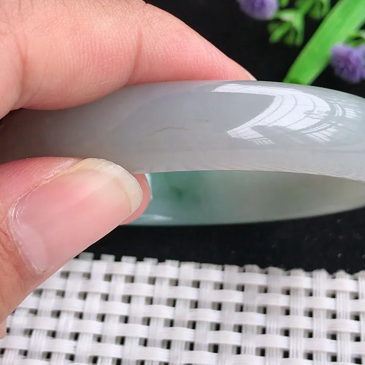 自然光54.5圈口老坑冰胶水灵飘花贵妃手镯翡翠玉镯尺寸54.5/49.5/12.6/8