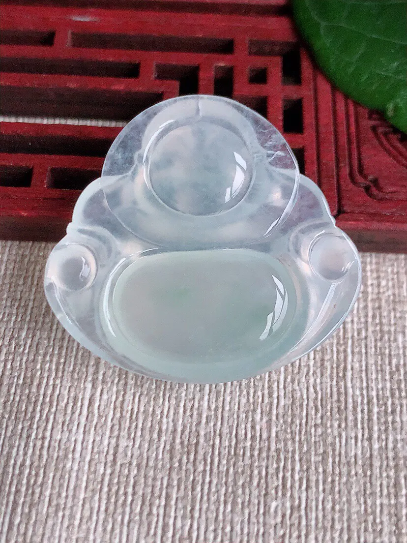 a货翡翠老坑冰种飘花佛公吊坠 尺寸32×34.6×5.7mm 重量9.90g 0528