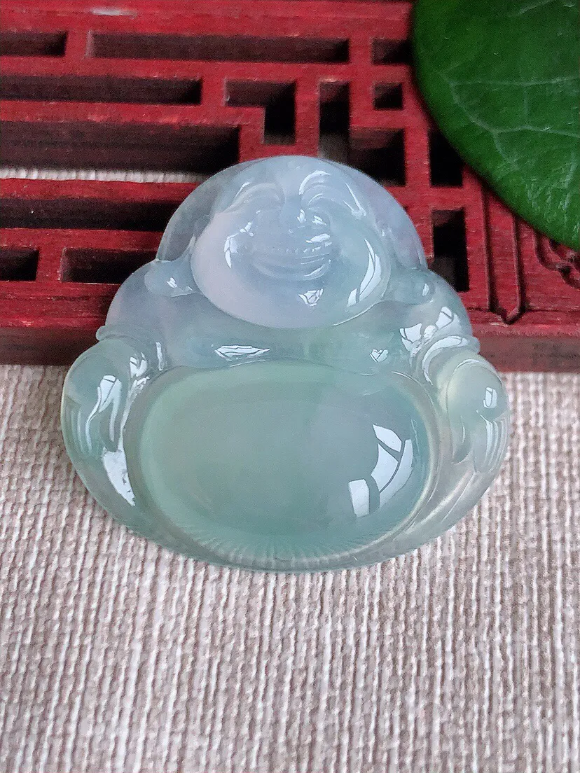 a货翡翠老坑冰种晴水佛公吊坠 尺寸30.8×32.3×6mm 重量8.83g 0528