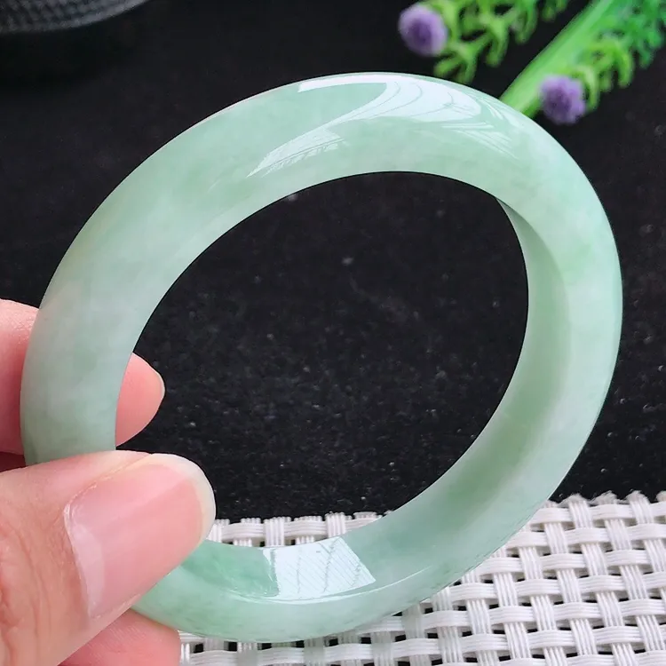 自然光54圈口老坑精美温润满绿手镯翡翠玉镯尺寸54/12/8.7