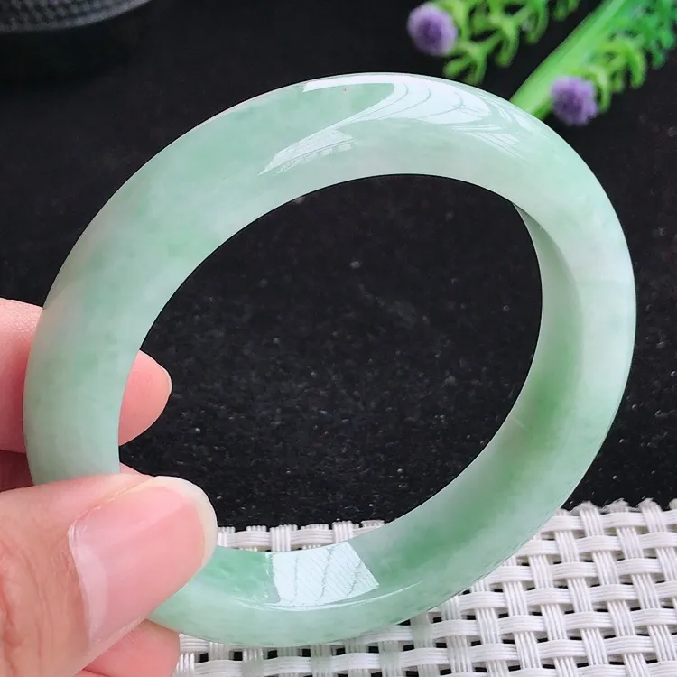 自然光54圈口老坑精美温润满绿手镯翡翠玉镯尺寸54/12/8.7