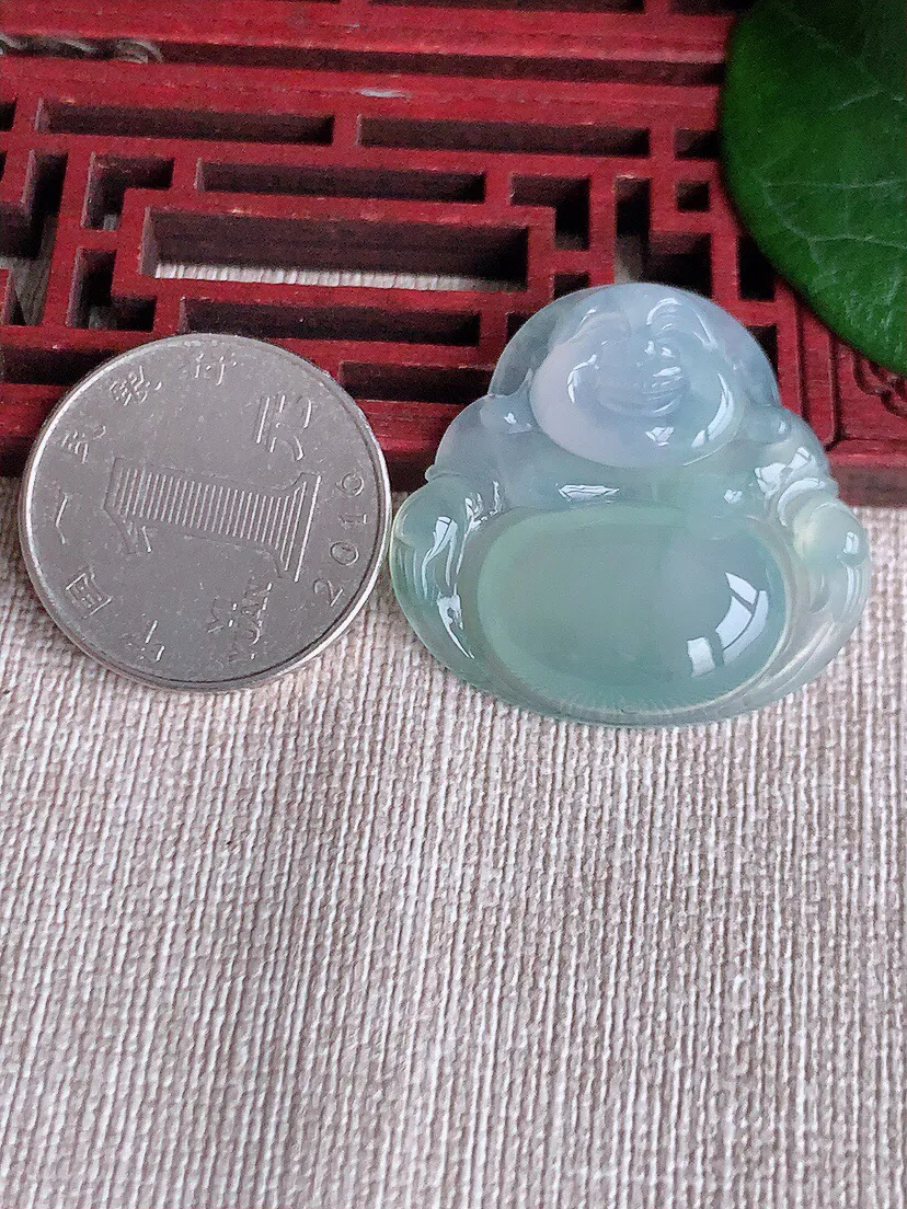 a货翡翠老坑冰种晴水佛公吊坠 尺寸30.8×32.3×6mm 重量8.83g 0528