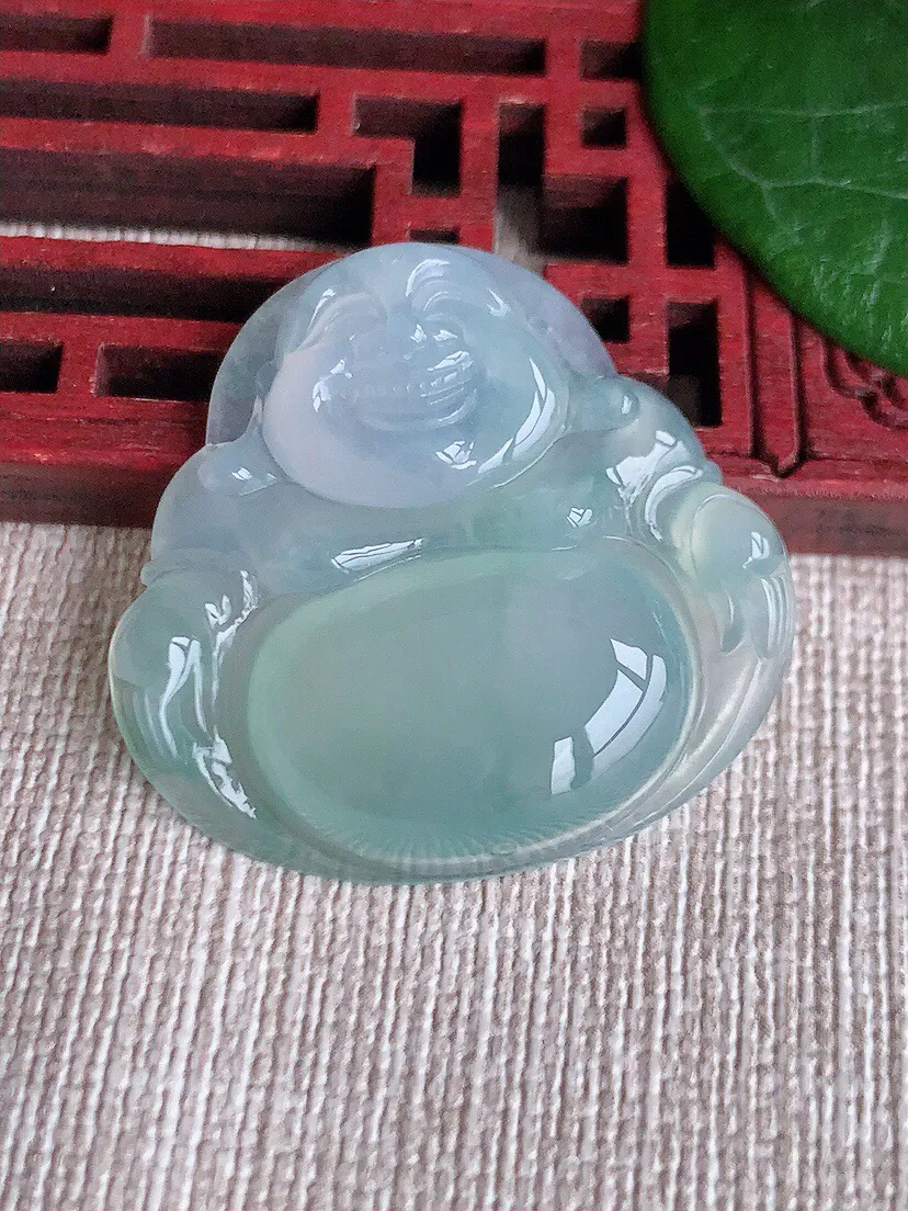 a货翡翠老坑冰种晴水佛公吊坠 尺寸30.8×32.3×6mm 重量8.83g 0528