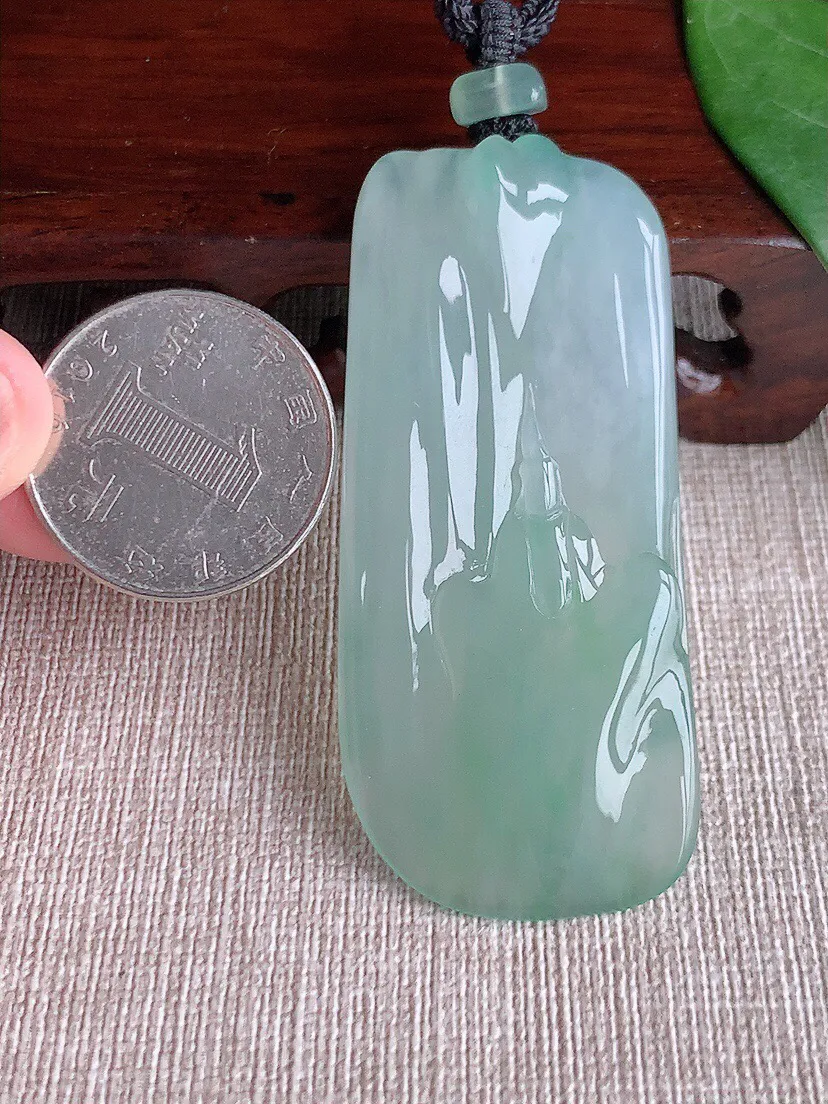 a货翡翠老坑冰种晴水无相观音吊坠 尺寸61.8×26.2×9.2mm 重量30.31g 0528