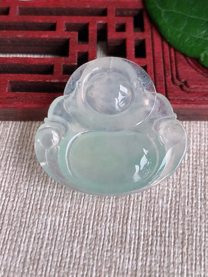 a货翡翠老坑冰种晴水佛公吊坠 尺寸28×31×5.4mm 重量7.00g 0528