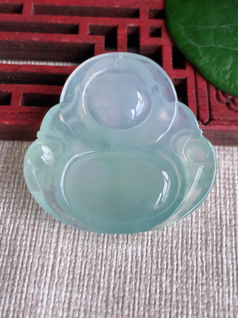 a货翡翠老坑冰种晴水佛公吊坠 尺寸30.8×32.3×6mm 重量8.83g 0528