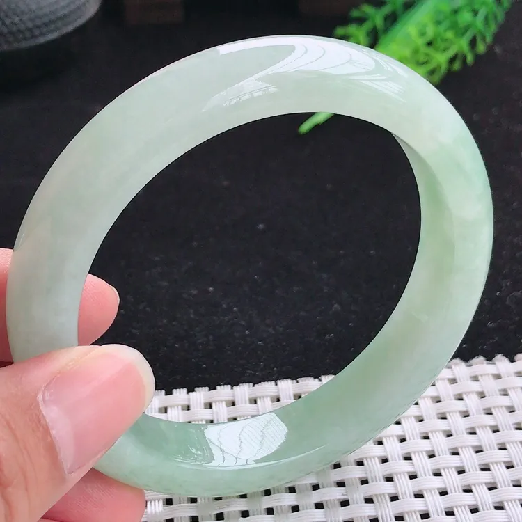 自然光60圈口老坑冰胶果冻冰晴绿手镯翡翠玉镯尺寸60/12.8/9