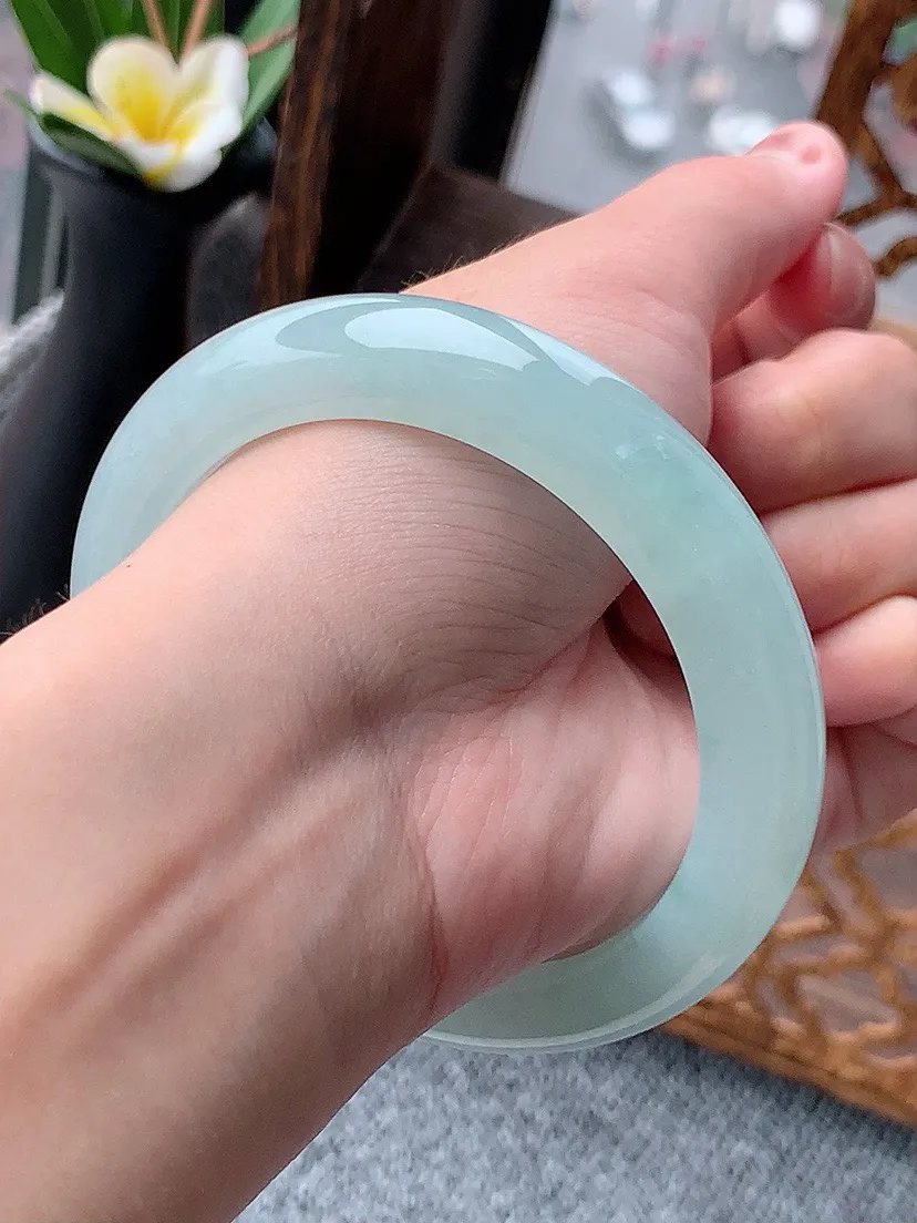 a货翡翠老坑冰种晴水厚装正装正圈手镯59-60大圈口 尺寸59.8×11.5×9.8mm 重量72.90g 0529