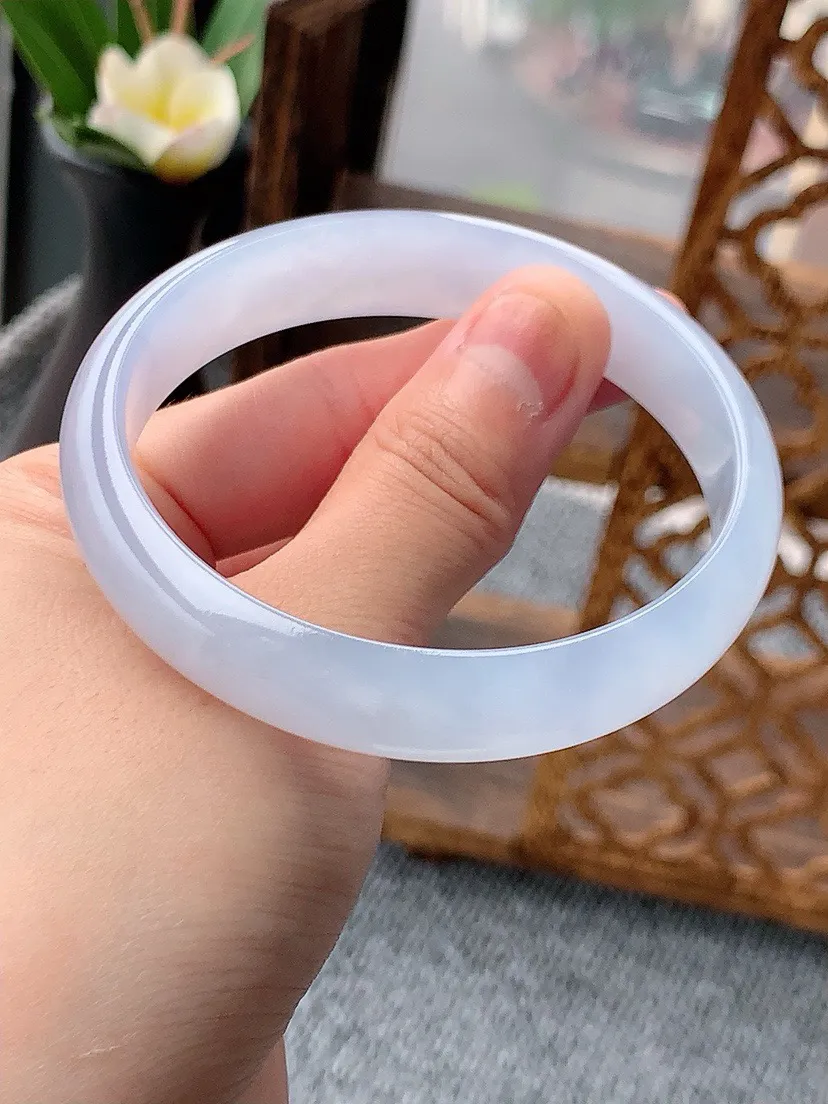 a货翡翠老坑紫罗兰正装正圈手镯58-59圈口 尺寸58.5×12.5×5.8mm 重量43.00g 0530
