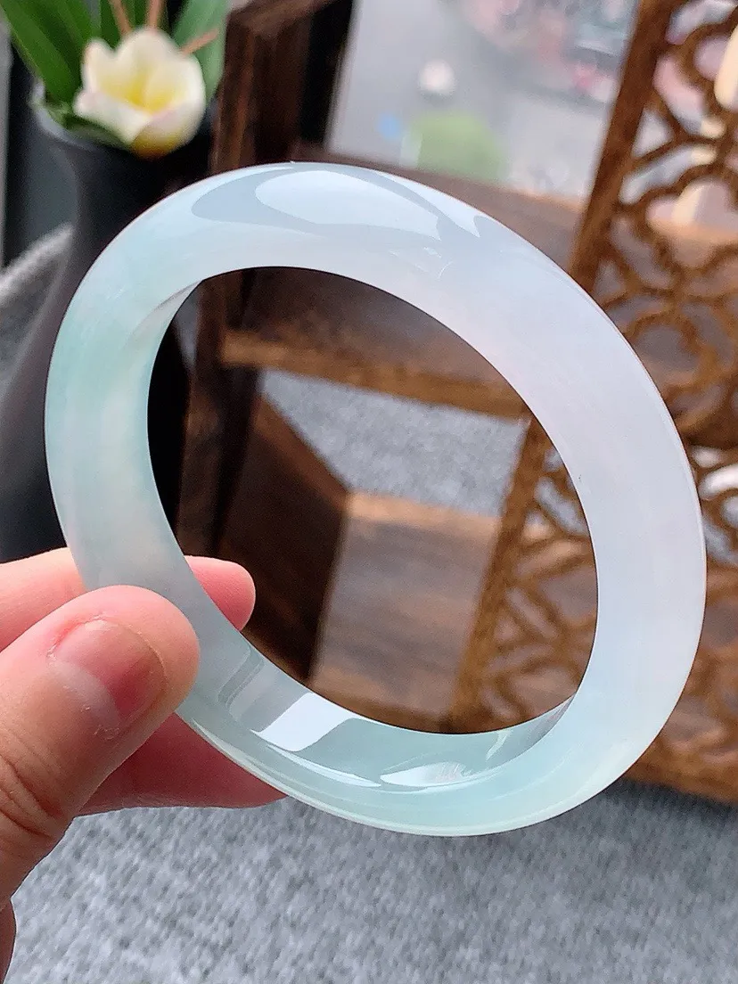 a货翡翠老坑冰种晴水正装正圈手镯58-59圈口 尺寸58×11.7×8.2mm 重量57.53g 0530