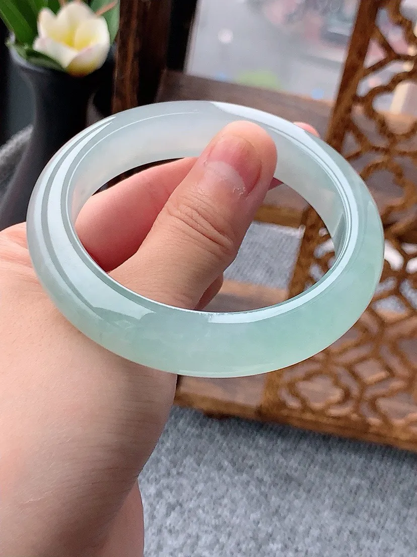 a货翡翠老坑冰种晴水正装正圈手镯55-56圈口 尺寸55.7×12.7×8.8mm 重量67.24g 0530