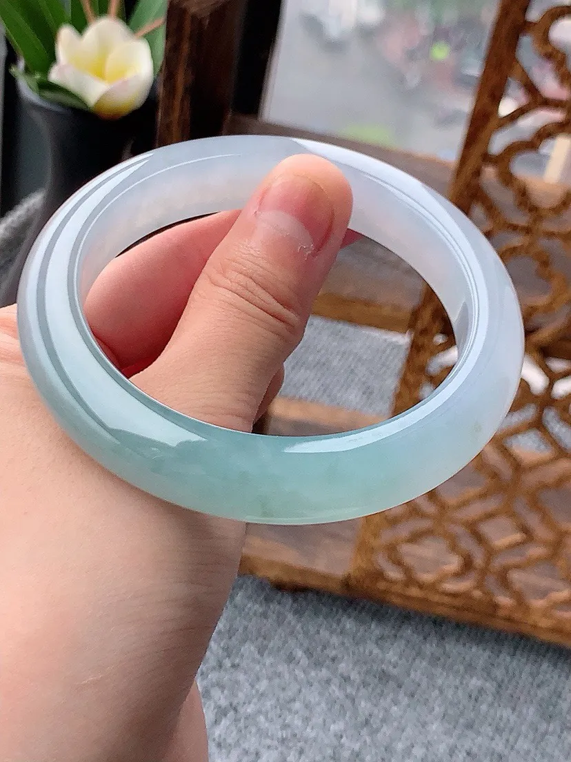 a货翡翠老坑冰种晴水厚装正装正圈手镯58-59圈口 尺寸58.8×12×9.2mm 重量70.06g 0530