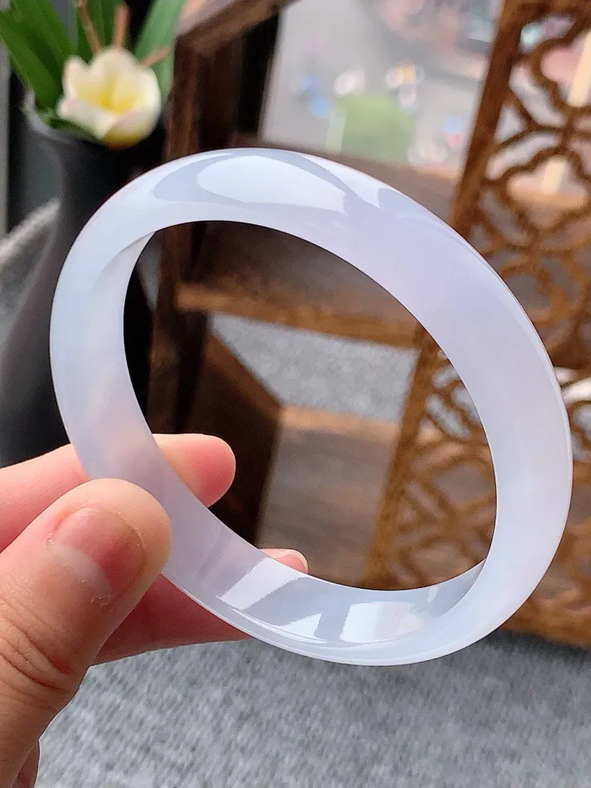 a货翡翠老坑紫罗兰正装正圈手镯58-59圈口 尺寸58.5×12.5×5.8mm 重量43.00g 