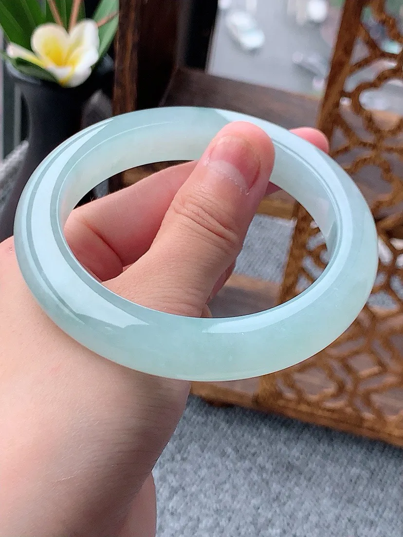 a货翡翠老坑冰种晴水厚装正装正圈手镯59-60大圈口 尺寸59.8×11.5×9.8mm 重量72.90g 0529