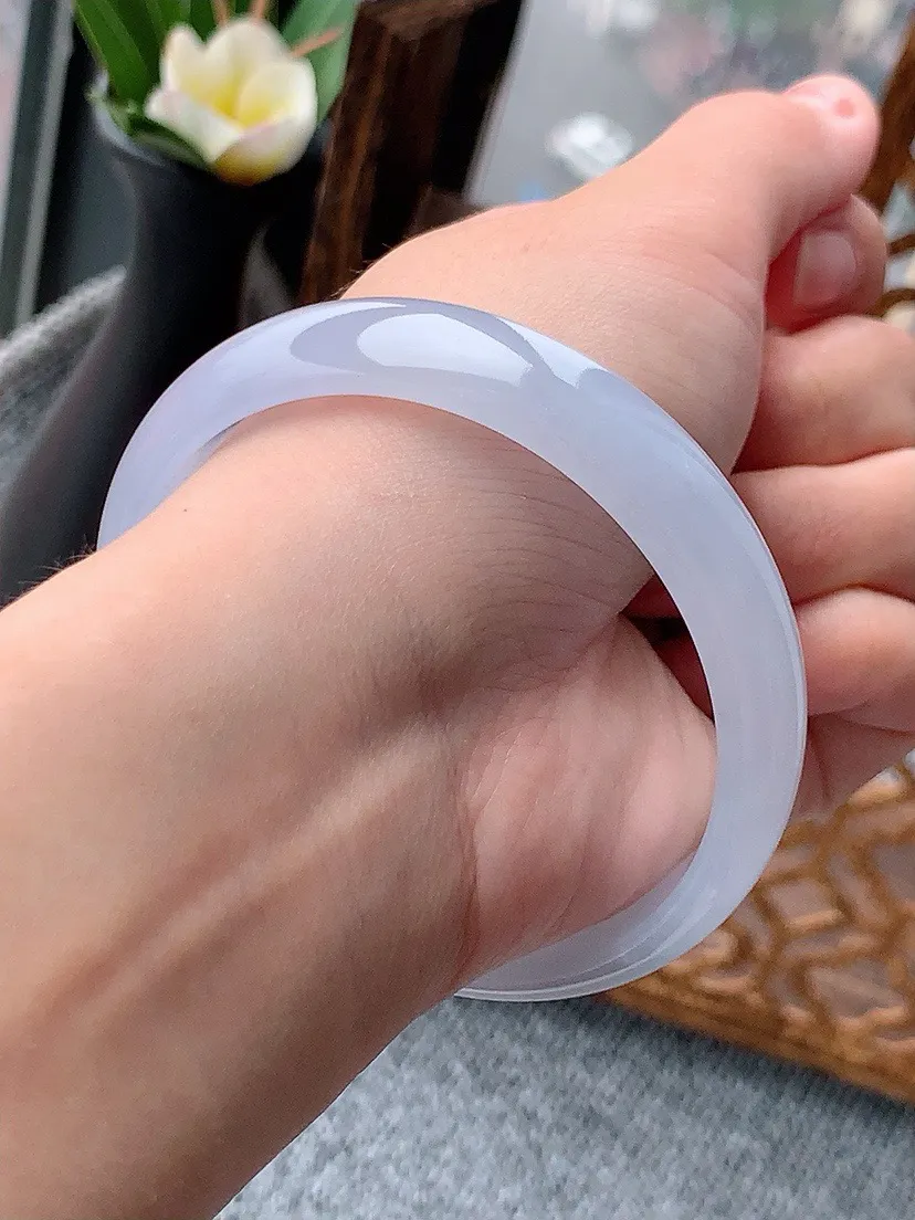 a货翡翠老坑紫罗兰正装正圈手镯58-59圈口 尺寸58.5×12.5×5.8mm 重量43.00g 0530