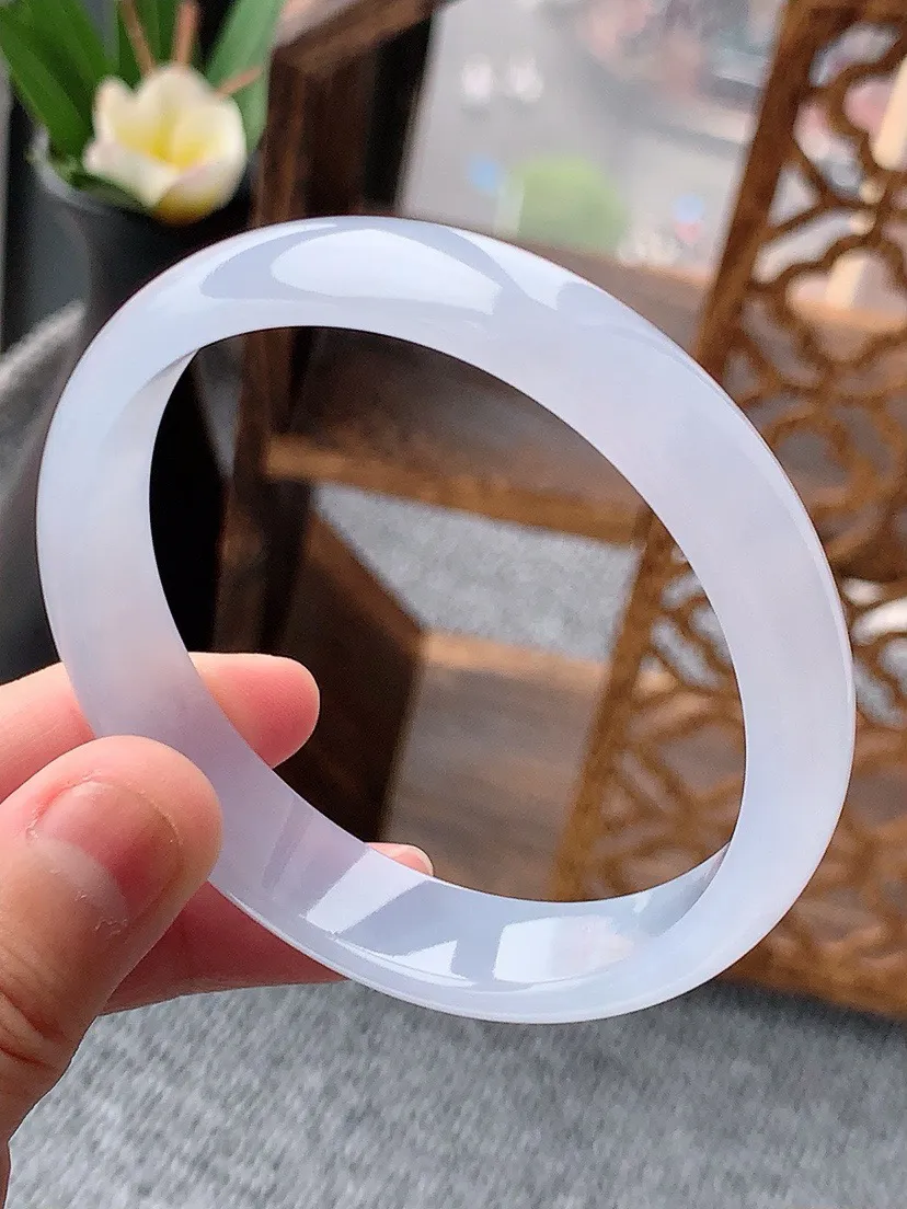 a货翡翠老坑紫罗兰正装正圈手镯58-59圈口 尺寸58.5×12.5×5.8mm 重量43.00g 0530