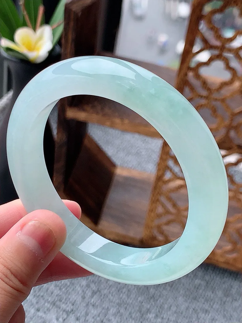 a货翡翠老坑冰种晴水厚装正装正圈手镯59-60大圈口 尺寸59.8×11.5×9.8mm 重量72.90g 0529