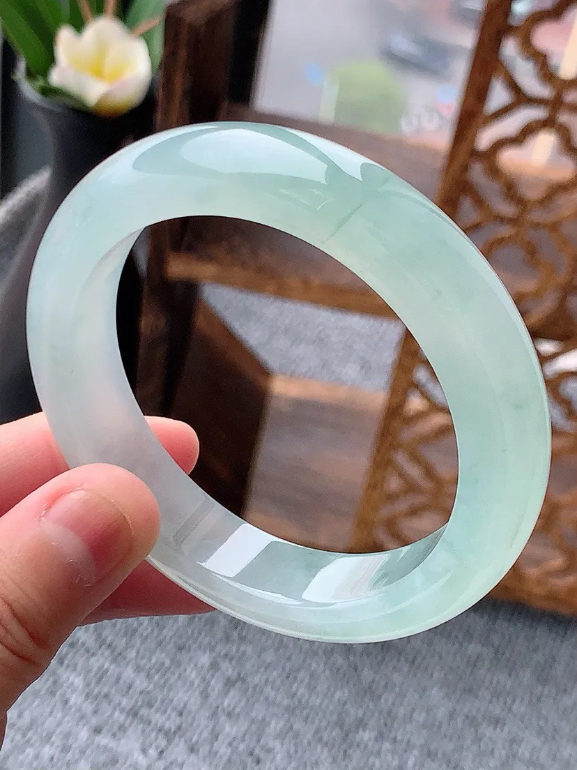 a货翡翠老坑冰种晴水正装正圈手镯55-56圈口 尺寸55.7×12.7×8.8mm 重量67.24g 0530