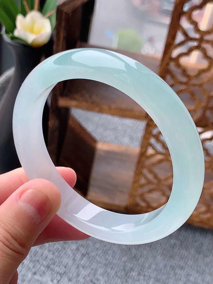 a货翡翠老坑冰种晴水正装正圈手镯58-59圈口 尺寸58×11.7×8.2mm 重量57.53g 0530