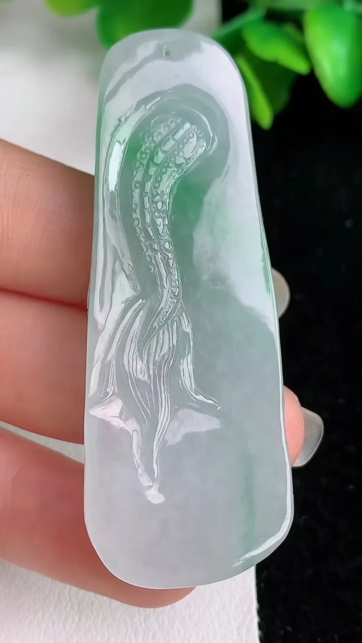 天然A货翡翠龙牌吊坠，尺寸 60.4-21.7-7.5，重量:20g
6月1日