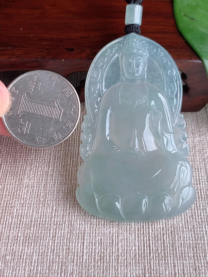 天然A货翡翠晴水观音吊坠尺寸59.8×36.6×5.7m量29.90g 0601