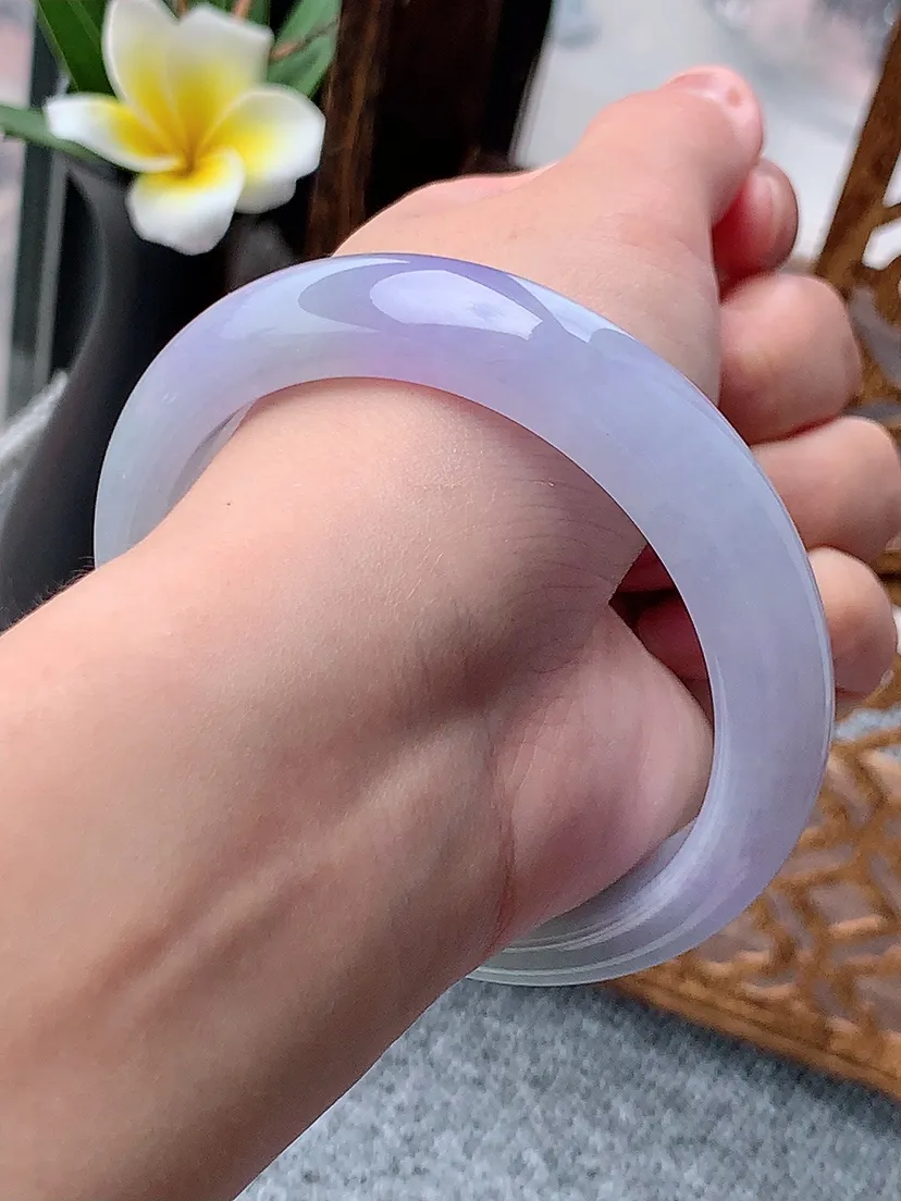 天然A货翡翠紫罗兰正装正圈手镯59-60大圈口尺寸59×13×8.8m量70.90g 0531